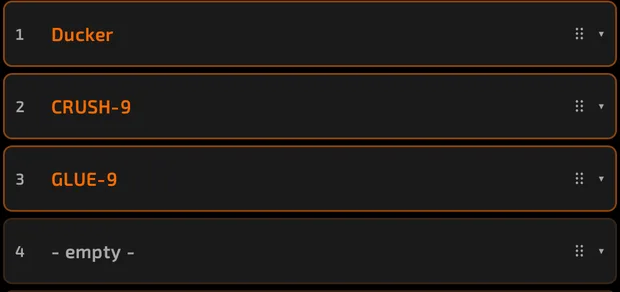 Effect slots on a pad