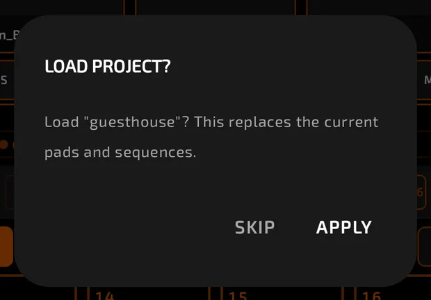 Load project confirmation