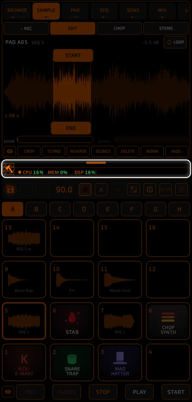 Where the status bar sits