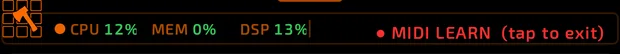 MIDI LEARN in the status bar
