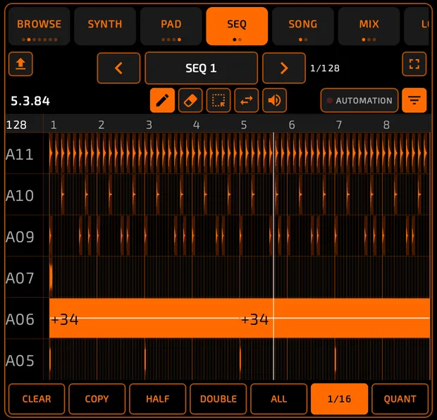 The SEQ screen