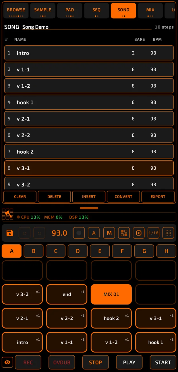 Song list